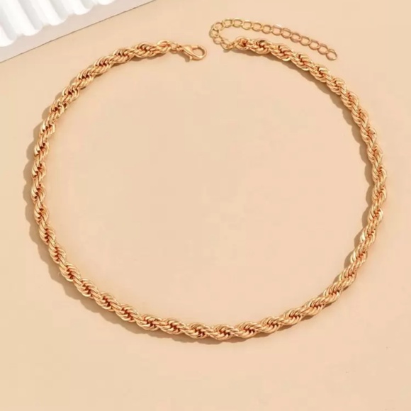 Gold Rope Chain Necklace Dainty Textured Twist Chain - Picture 3 of 3